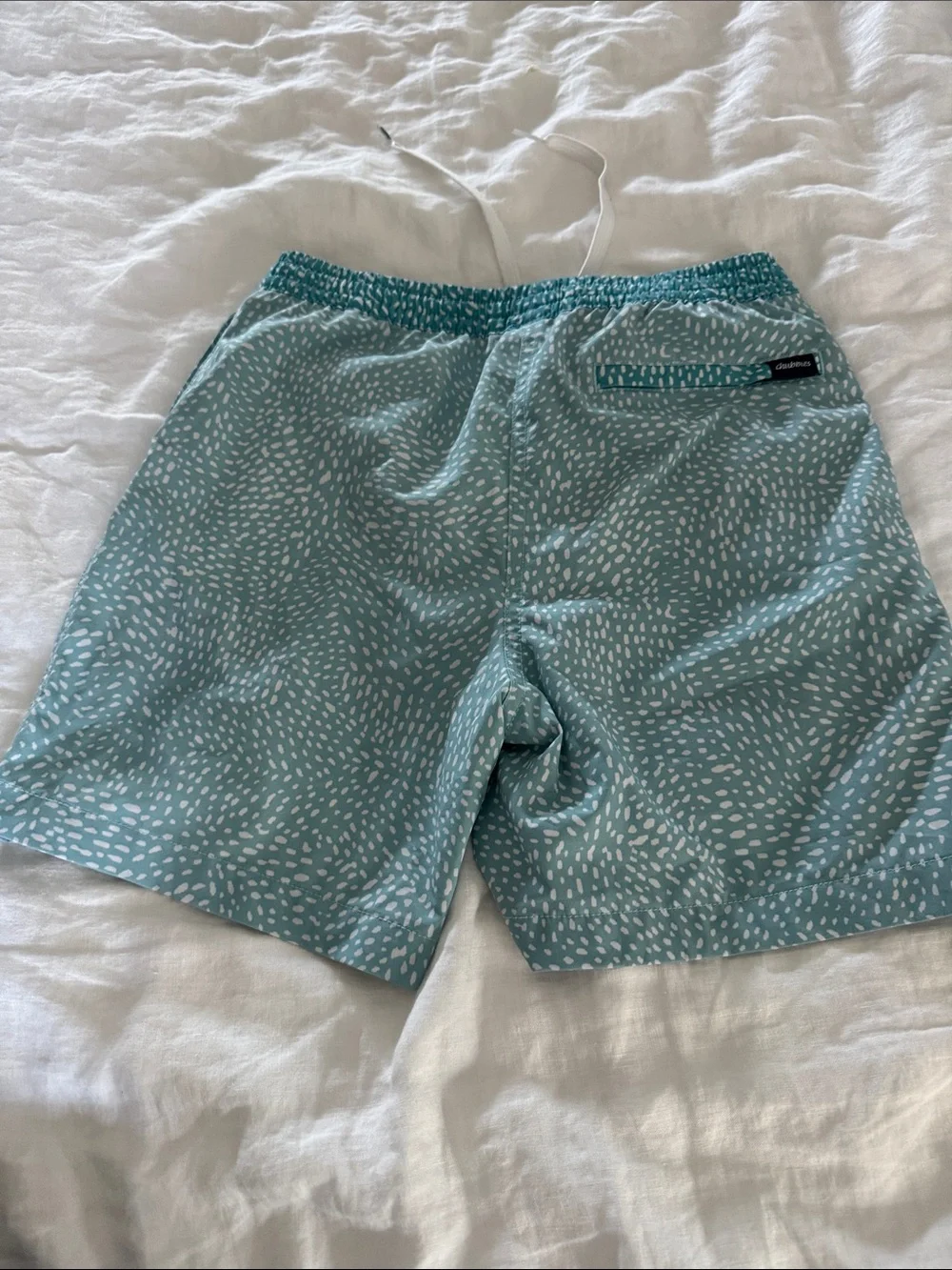 chubbies Teal Swim Trunks with White Speckle Print